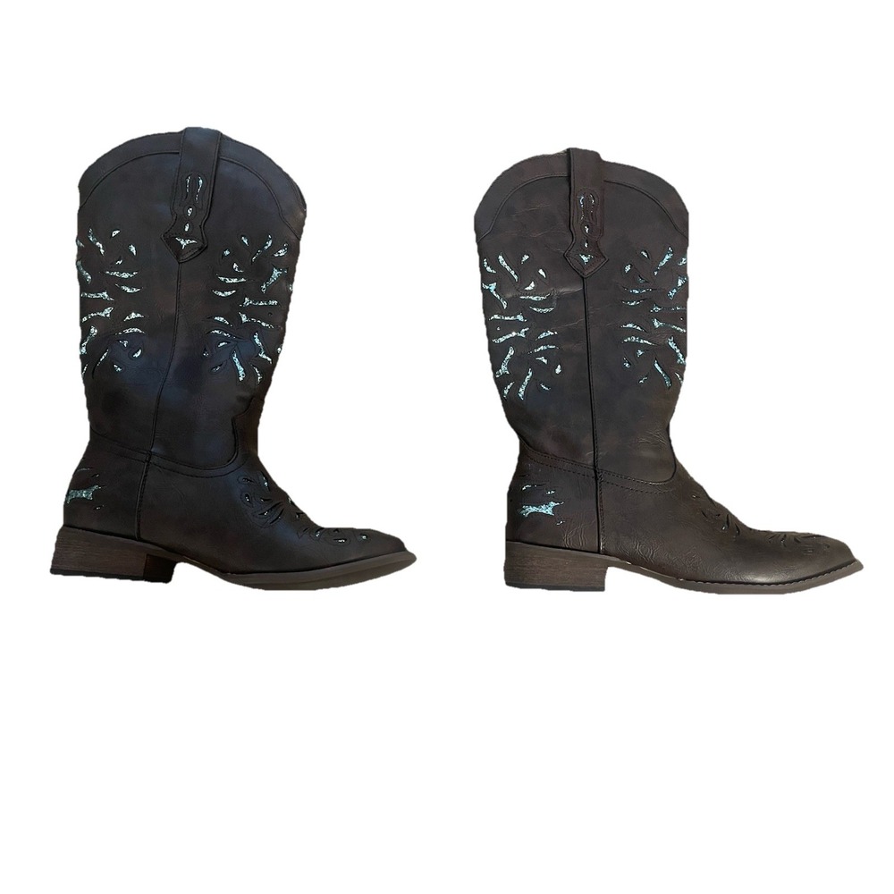 Rollda Cowboy Boots for Women, Cowgirl Boots, Comfortable Western Boots size 8